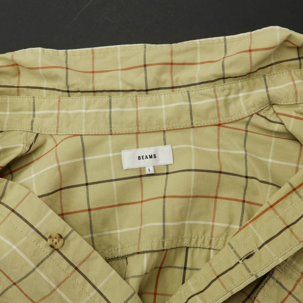 [Used] BEAMS 2024 Spring/Summer Cotton Check Button-down Casual Shirt Beige Olive x Orange [L] [Condition Rank B] [Men&