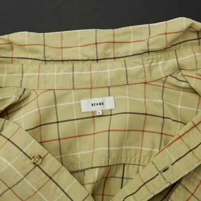 [Used] BEAMS 2024 Spring/Summer Cotton Check Button-down Casual Shirt Beige Olive x Orange [L] [Condition Rank B] [Men&