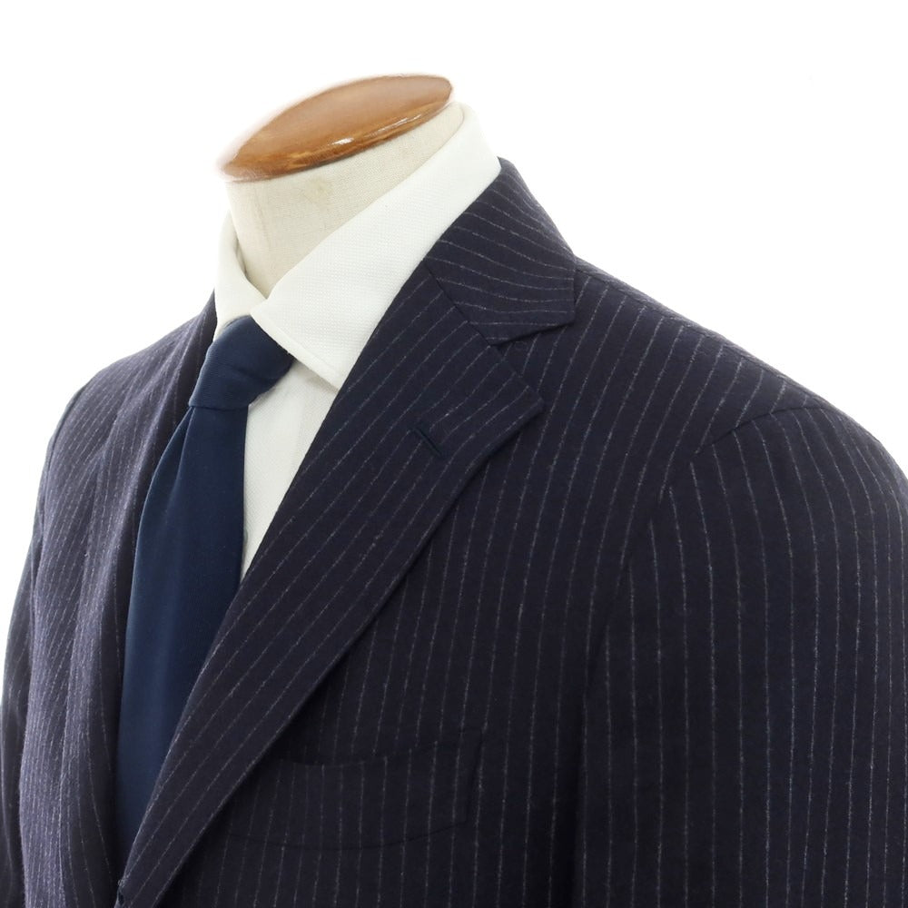 【中古】ラルディーニ LARDINI ウール ストライプ 3つボタンスーツ ネイビーxライトグレー【サイズ46】【NVY】【A/W】【状態ランクA】【メンズ】