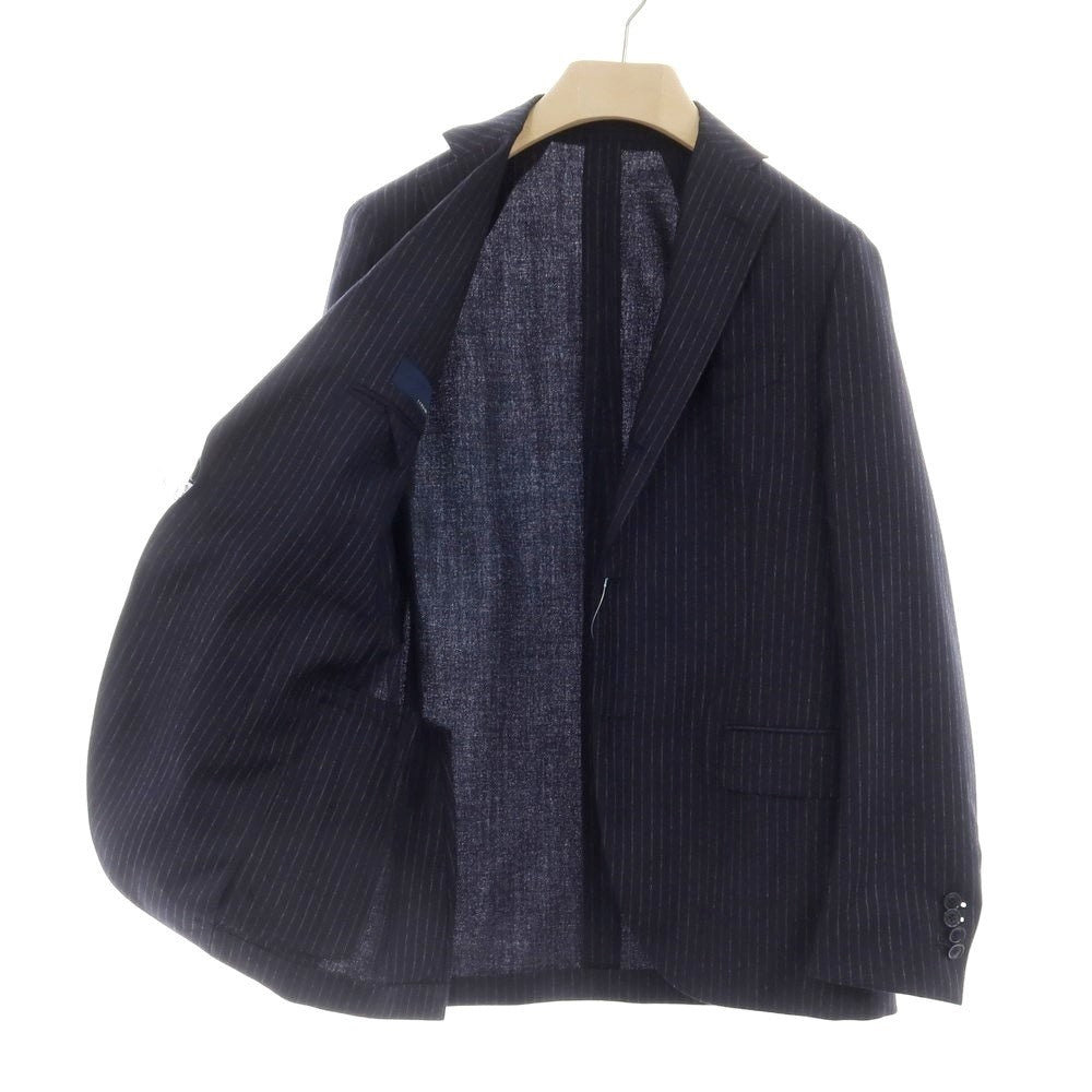 【中古】ラルディーニ LARDINI ウール ストライプ 3つボタンスーツ ネイビーxライトグレー【サイズ46】【NVY】【A/W】【状態ランクA】【メンズ】