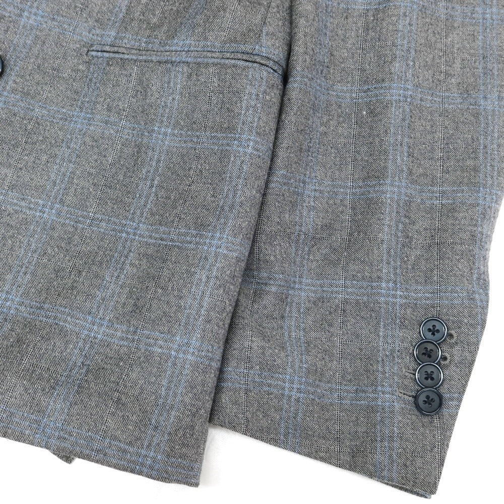 【中古】ラルディーニ LARDINI ウール チェック ダブル ダブルスーツ グレーxライトブルー【サイズ46】【GRY】【A/W】【状態ランクA】【メンズ】