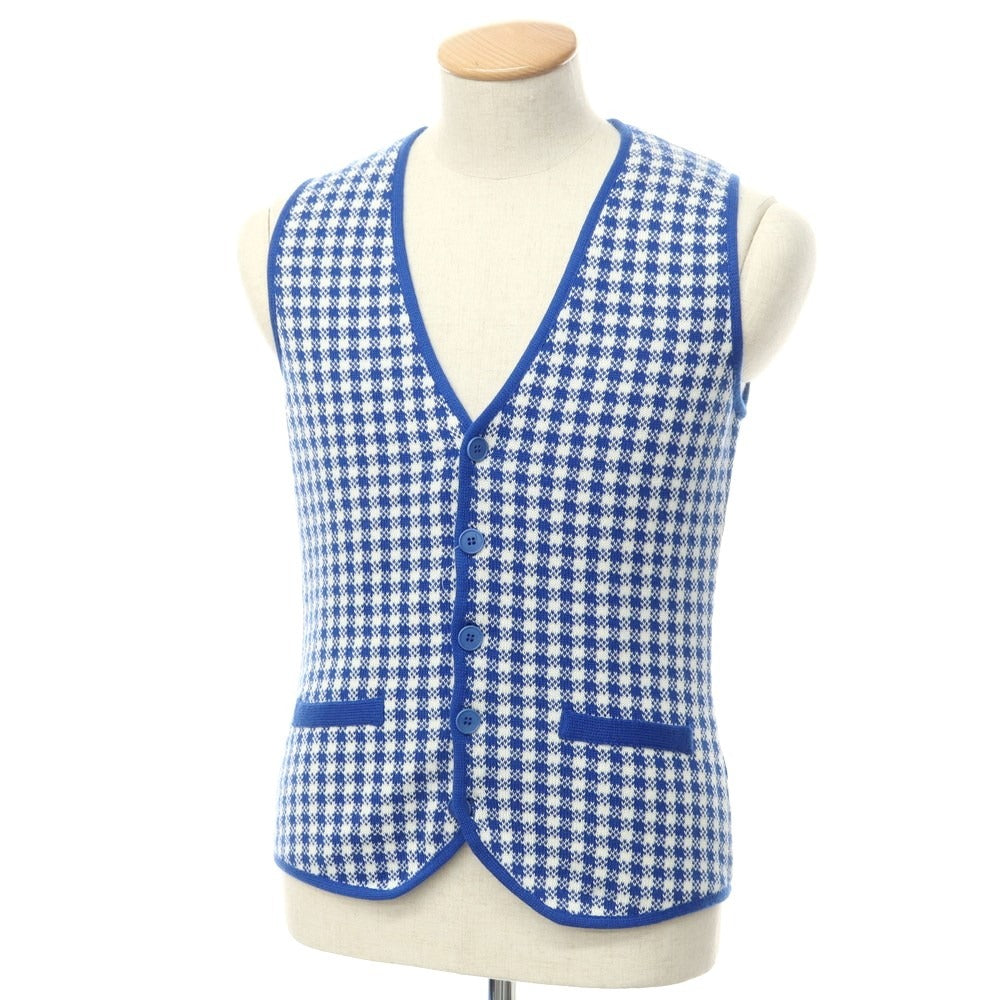 [Used] Altea Cotton Check Knit Vest Blue x White [S] [Condition Rank B] [Men&