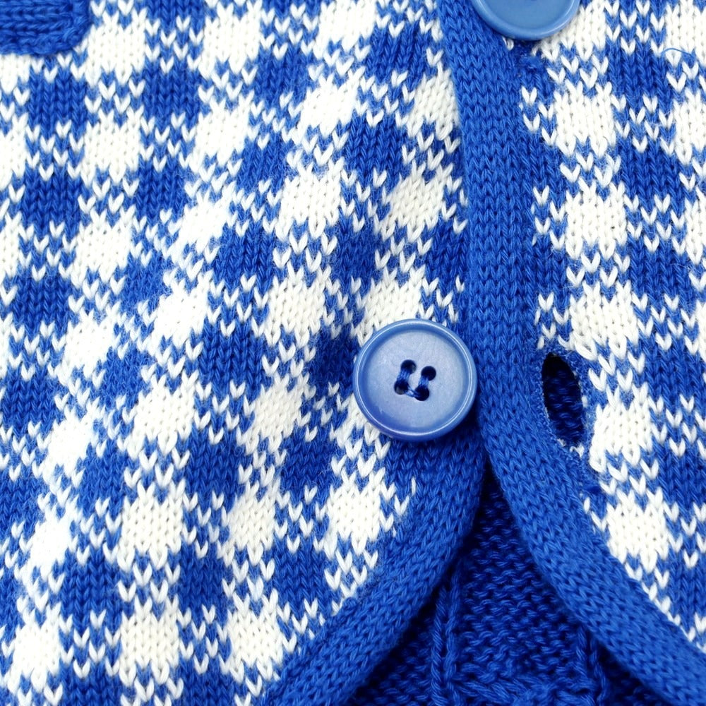 [Used] Altea Cotton Check Knit Vest Blue x White [S] [Condition Rank B] [Men&