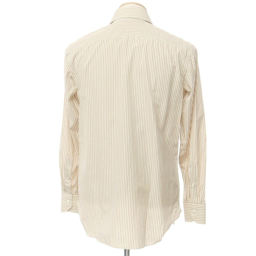 [Used] Luigi Borrelli Barneys New York exclusive striped dress shirt, beige brown x white [38] [Condition rank A] [Men&