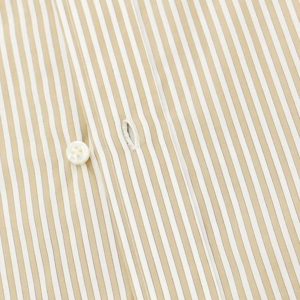 [Used] Luigi Borrelli Barneys New York exclusive striped dress shirt, beige brown x white [38] [Condition rank A] [Men&