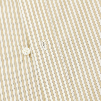 [Used] Luigi Borrelli Barneys New York exclusive striped dress shirt, beige brown x white [38] [Condition rank A] [Men&