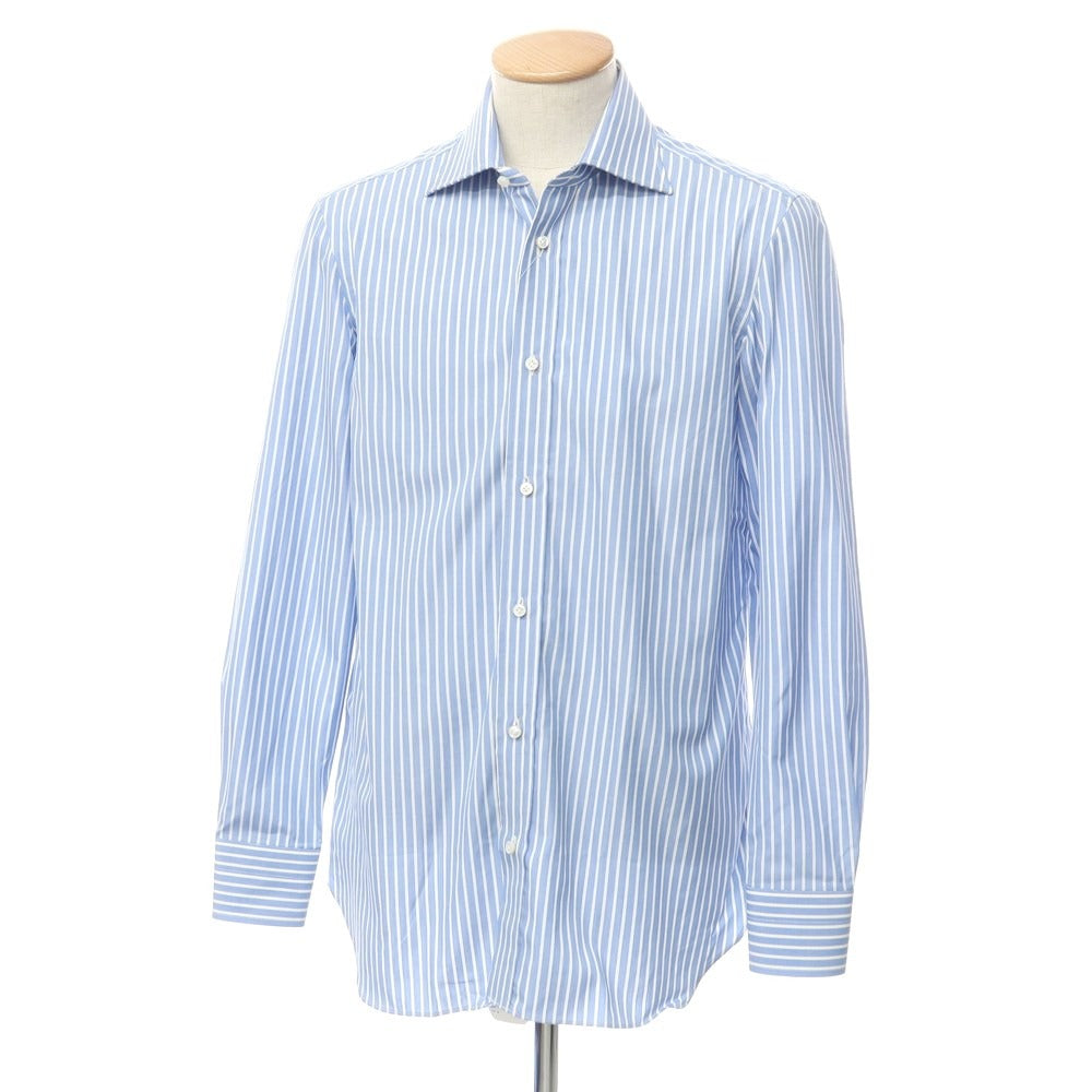 [Used] Luigi Borrelli Barneys New York exclusive striped dress shirt, blue x white [38] [Condition rank B] [Men&