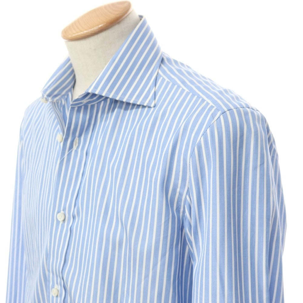 [Used] Luigi Borrelli Barneys New York exclusive striped dress shirt, blue x white [38] [Condition rank B] [Men&