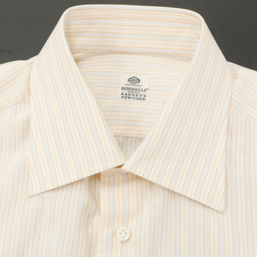 [Used] Luigi Borrelli Barneys New York exclusive striped dress shirt, orange x blue [38] [Condition rank B] [Men&