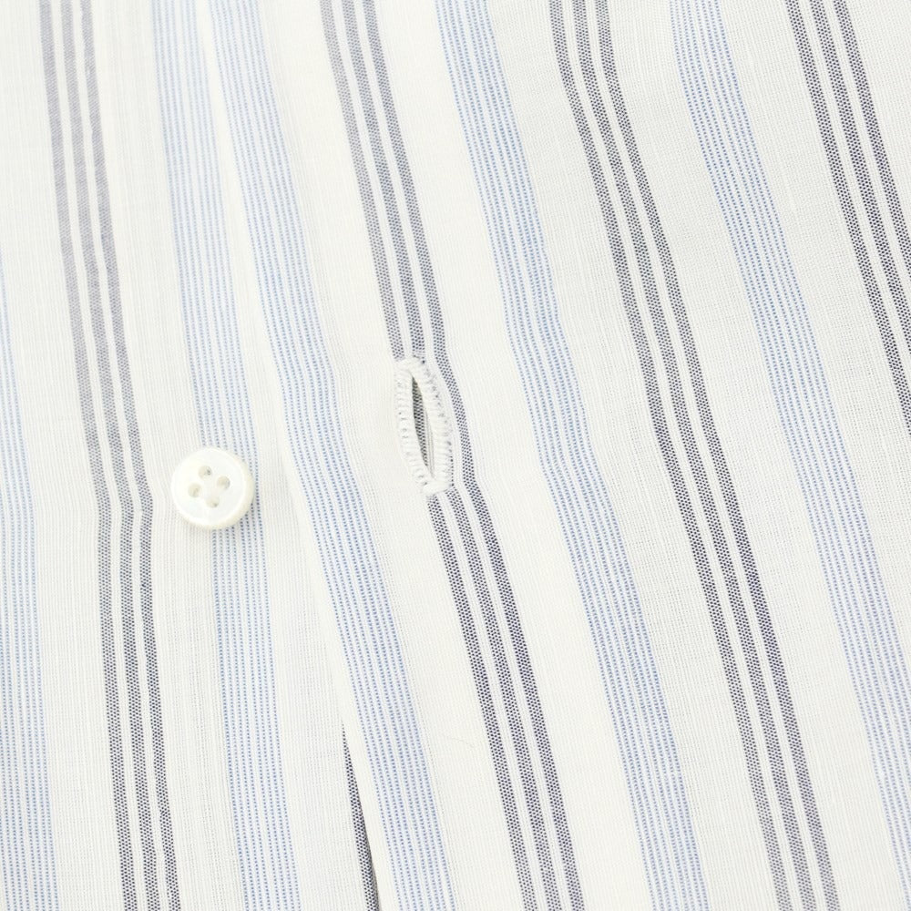 [Used] Luigi Borrelli Barneys New York exclusive cotton linen striped dress shirt, white x navy [38] [Condition rank B] [Men&