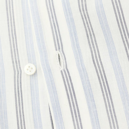 [Used] Luigi Borrelli Barneys New York exclusive cotton linen striped dress shirt, white x navy [38] [Condition rank B] [Men&