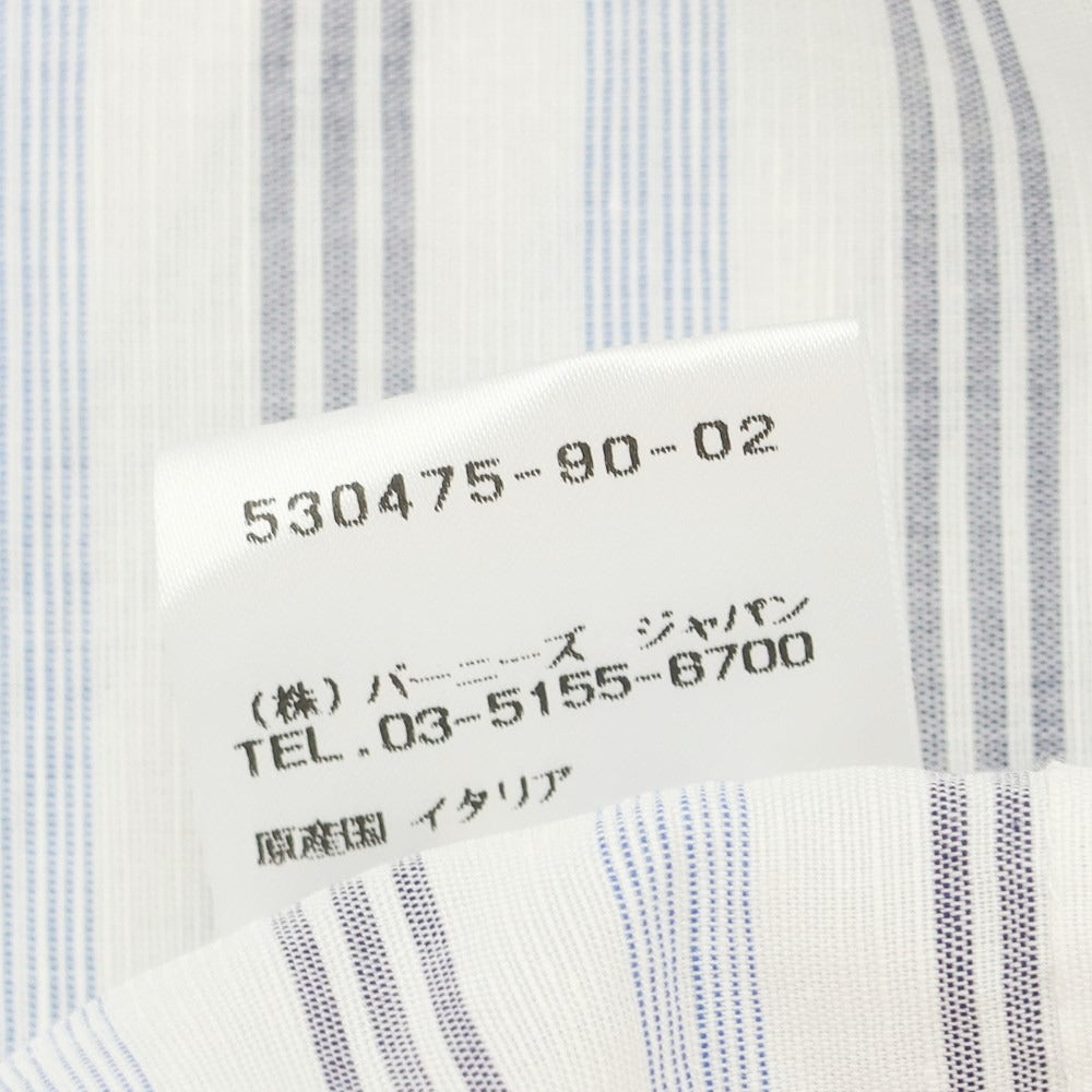 [Used] Luigi Borrelli Barneys New York exclusive cotton linen striped dress shirt, white x navy [38] [Condition rank B] [Men&