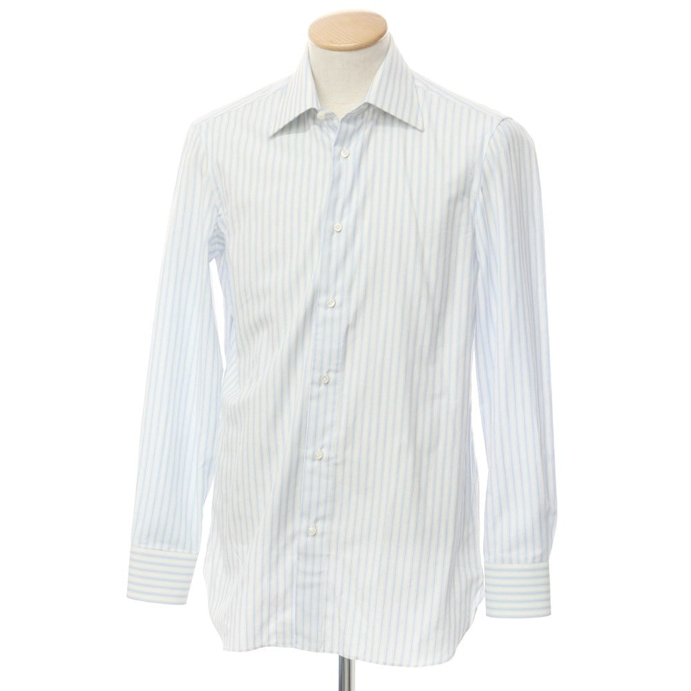 [Used] Luigi Borrelli Barneys New York exclusive striped dress shirt, white x light blue [38] [Condition rank B] [Men&