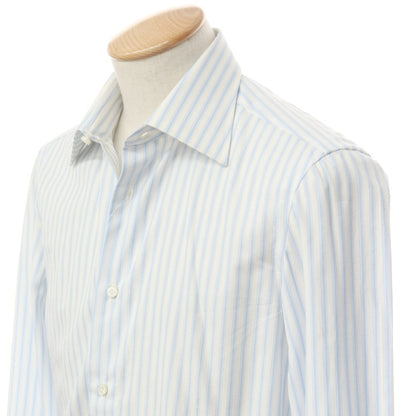 [Used] Luigi Borrelli Barneys New York exclusive striped dress shirt, white x light blue [38] [Condition rank B] [Men&