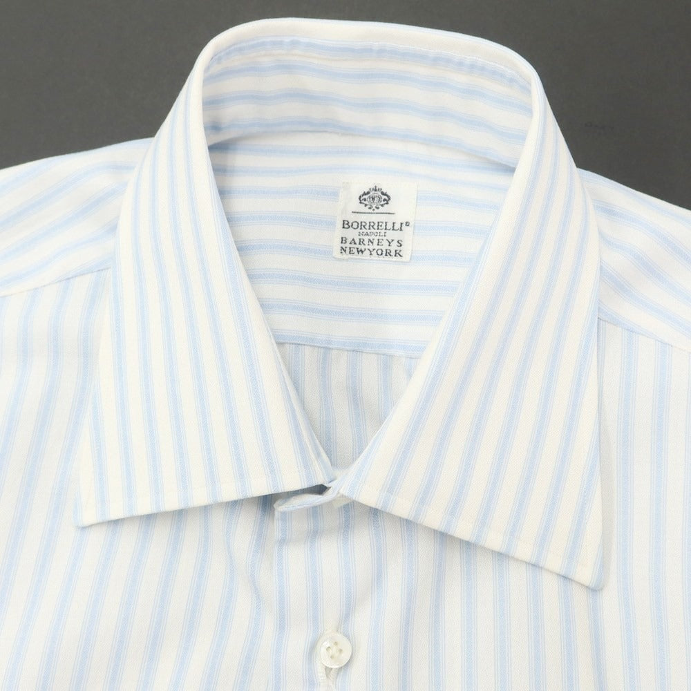 [Used] Luigi Borrelli Barneys New York exclusive striped dress shirt, white x light blue [38] [Condition rank B] [Men&