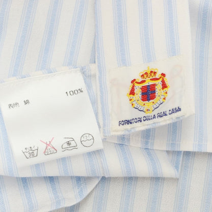 [Used] Luigi Borrelli Barneys New York exclusive striped dress shirt, white x light blue [38] [Condition rank B] [Men&