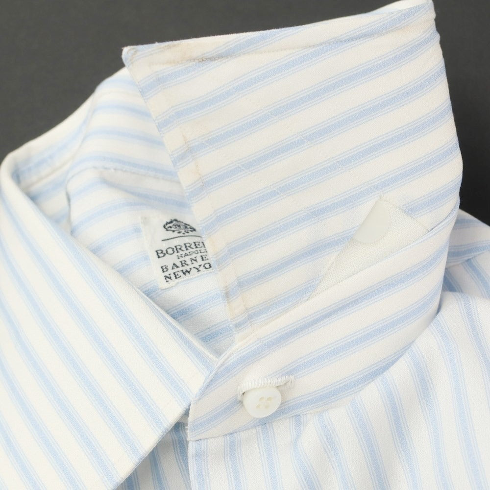 [Used] Luigi Borrelli Barneys New York exclusive striped dress shirt, white x light blue [38] [Condition rank B] [Men&