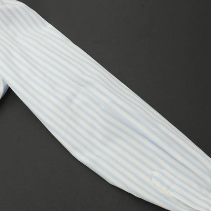 [Used] Luigi Borrelli Barneys New York exclusive striped dress shirt, white x light blue [38] [Condition rank B] [Men&