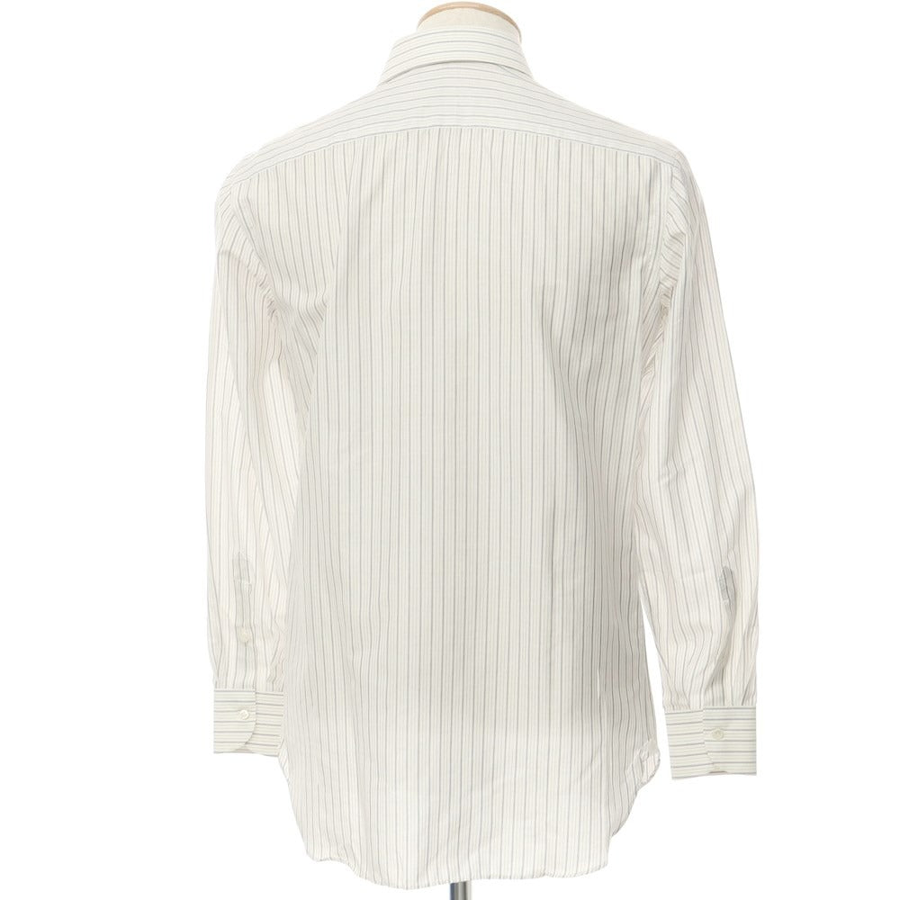 [Used] Luigi Borrelli Barneys New York exclusive striped dress shirt, white x dark brown [38] [Condition rank B] [Men&