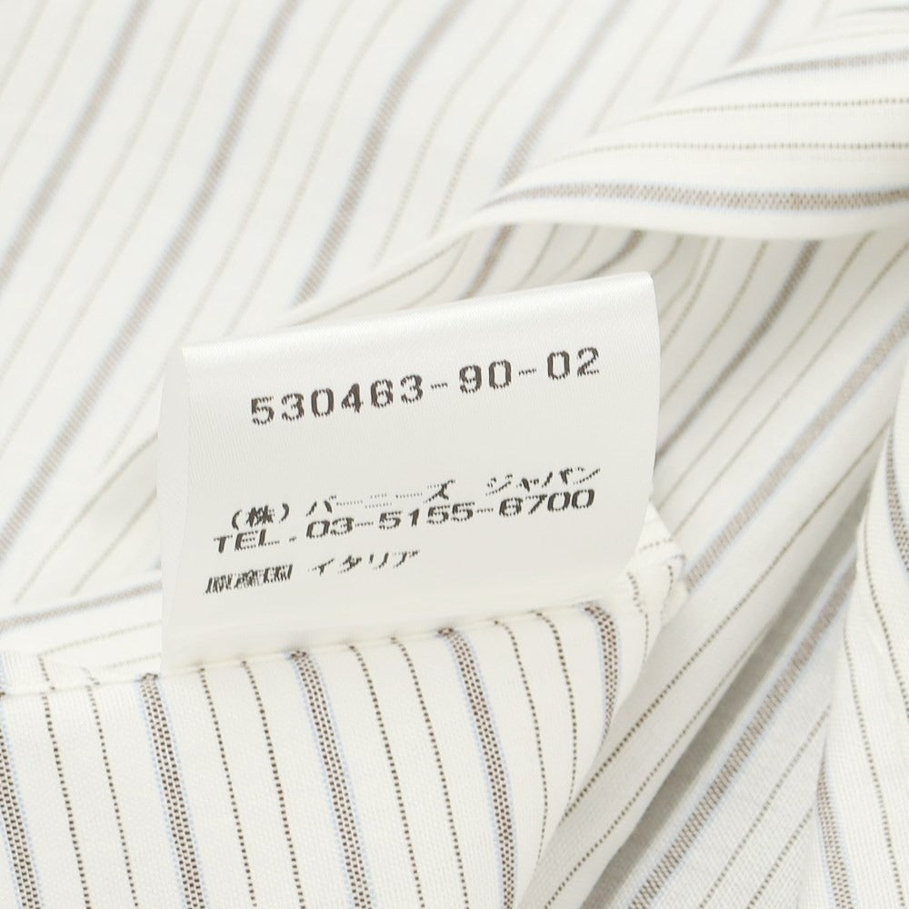 [Used] Luigi Borrelli Barneys New York exclusive striped dress shirt, white x dark brown [38] [Condition rank B] [Men&