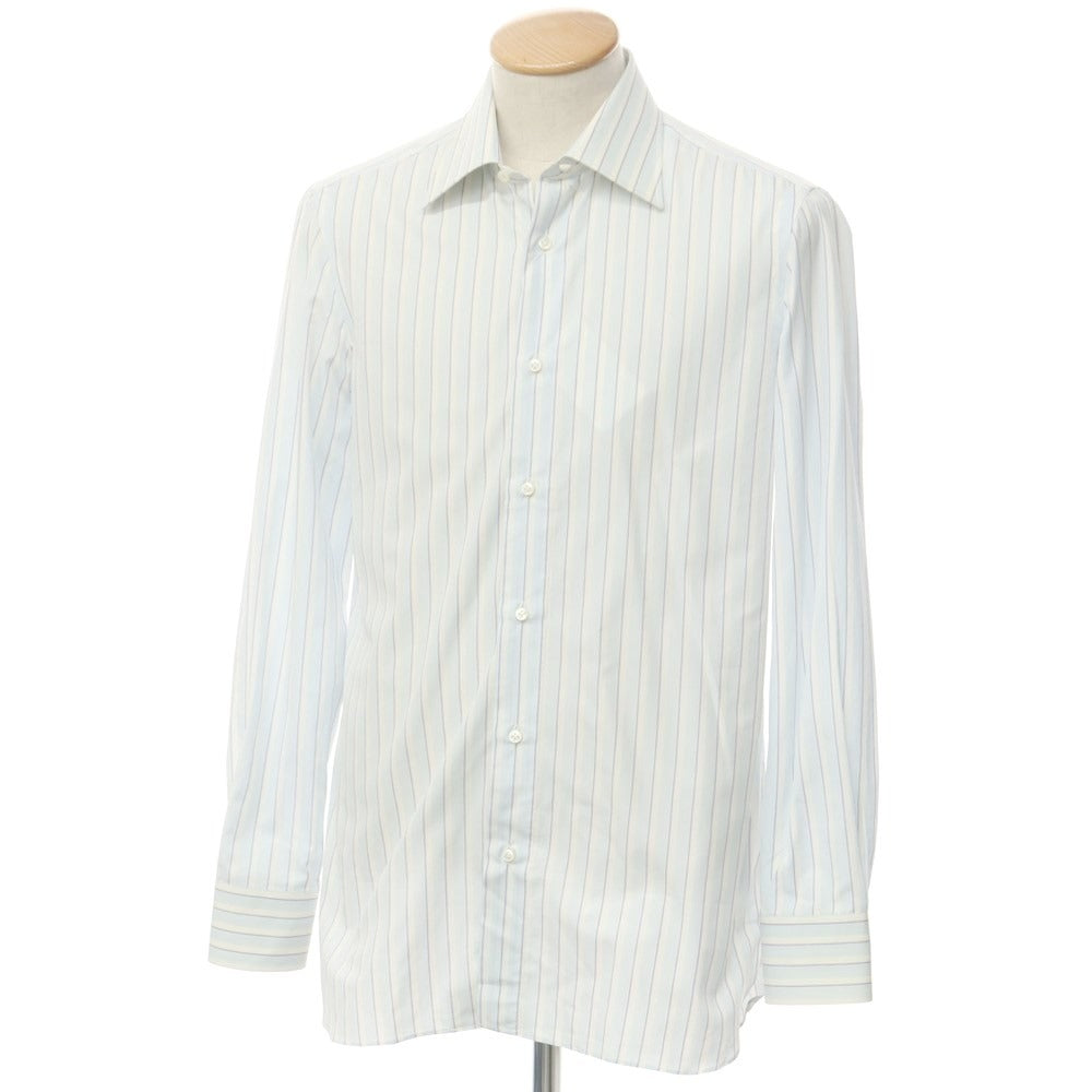 [Used] Luigi Borrelli Barneys New York exclusive striped dress shirt, light blue x white [38] [Condition rank B] [Men&