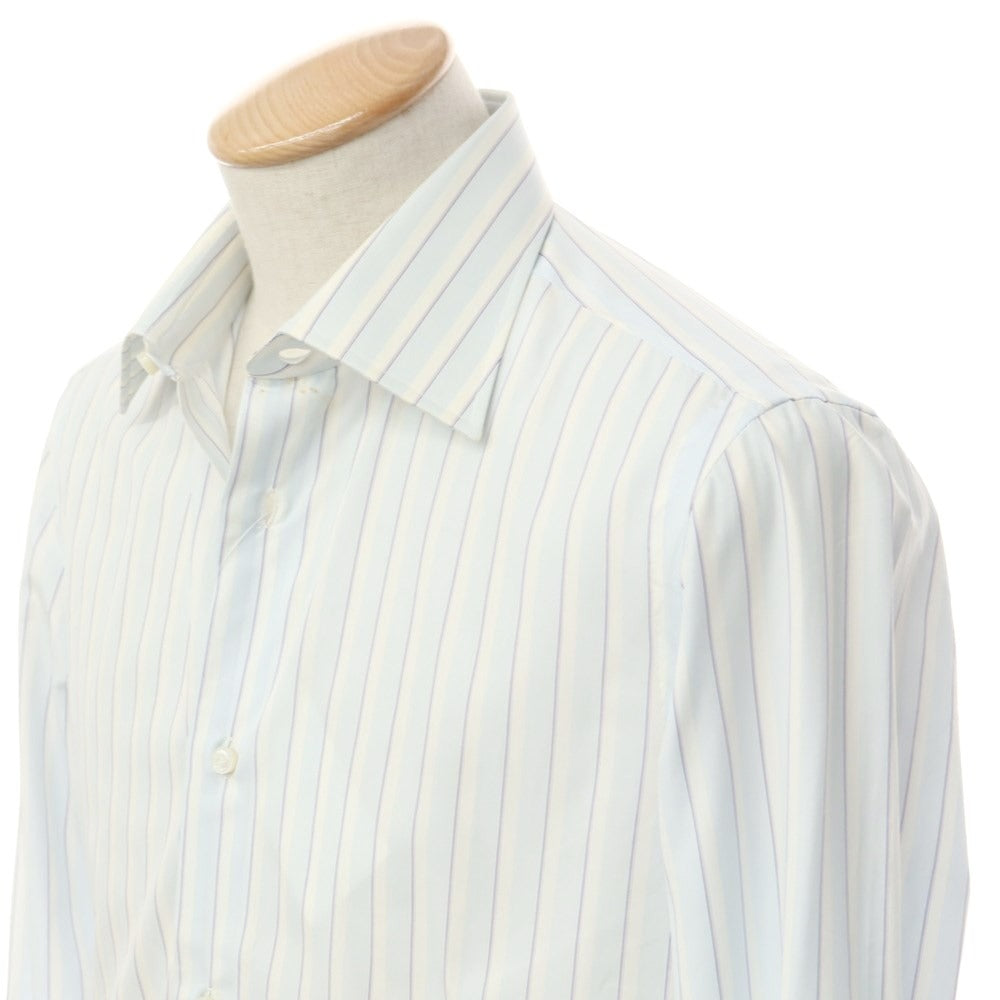 [Used] Luigi Borrelli Barneys New York exclusive striped dress shirt, light blue x white [38] [Condition rank B] [Men&