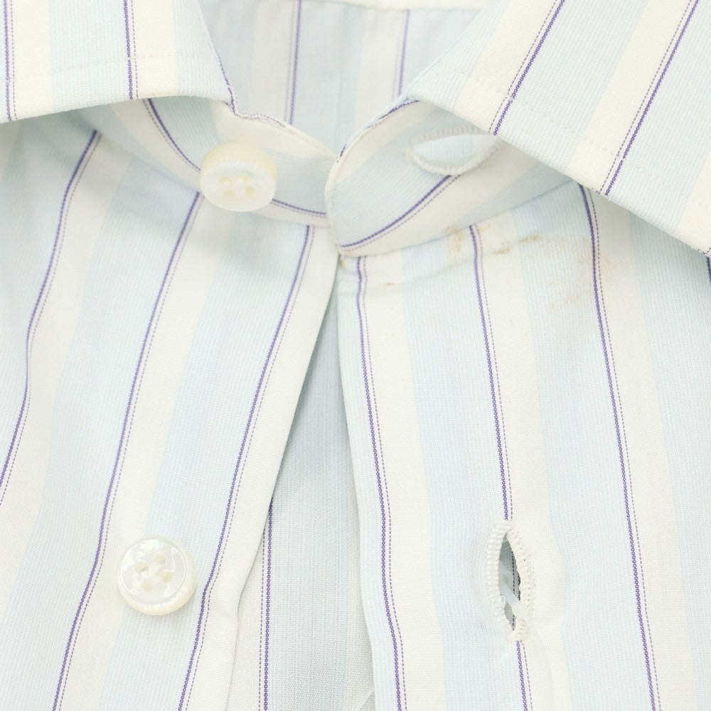 [Used] Luigi Borrelli Barneys New York exclusive striped dress shirt, light blue x white [38] [Condition rank B] [Men&