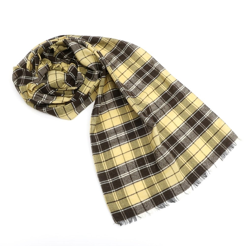 [Used] Fumagalli Silk Wool Check Scarf Yellow x Brown [Condition Rank A] [Men&