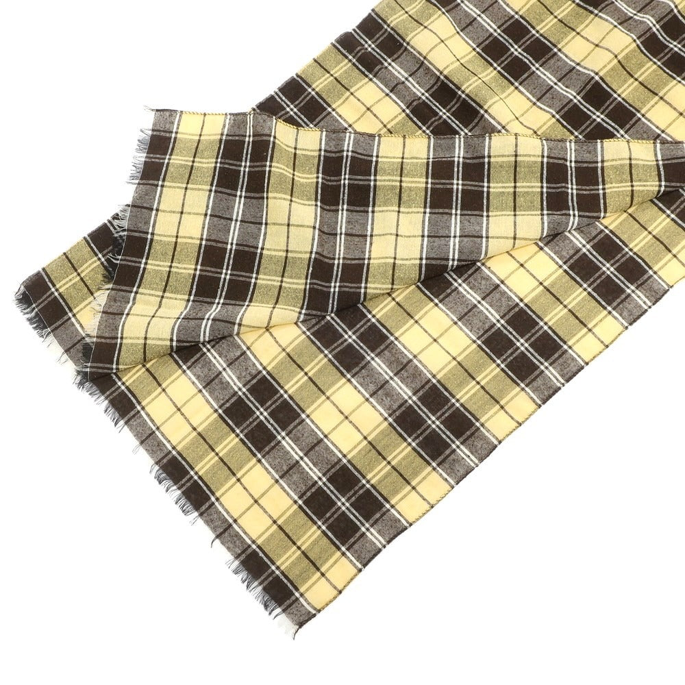 [Used] Fumagalli Silk Wool Check Scarf Yellow x Brown [Condition Rank A] [Men&