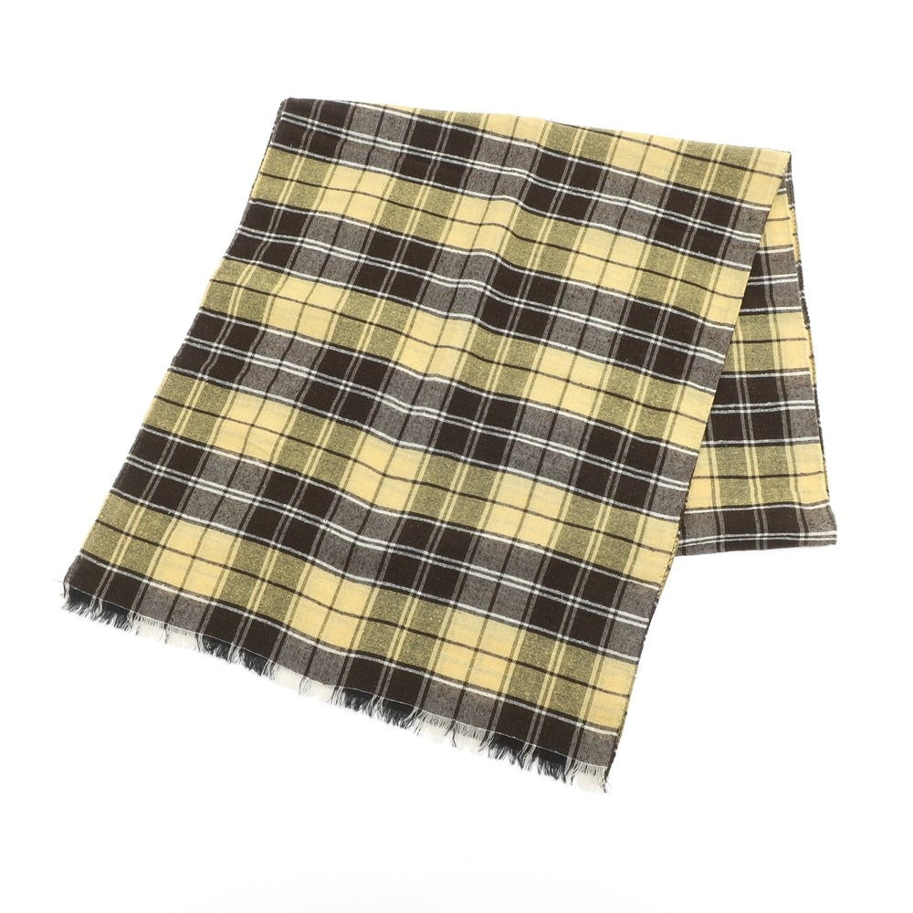 [Used] Fumagalli Silk Wool Check Scarf Yellow x Brown [Condition Rank A] [Men&