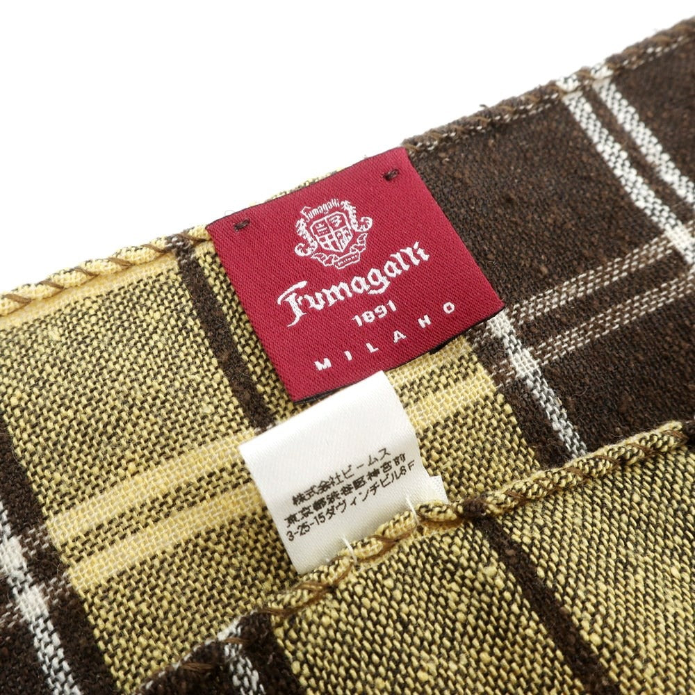 [Used] Fumagalli Silk Wool Check Scarf Yellow x Brown [Condition Rank A] [Men&