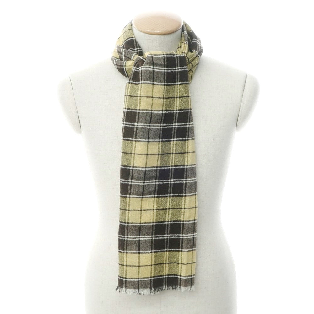 [Used] Fumagalli Silk Wool Check Scarf Yellow x Brown [Condition Rank A] [Men&