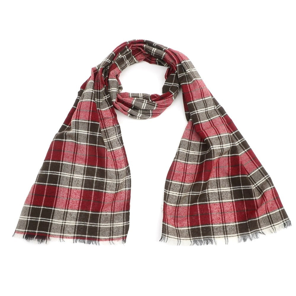 [Used] Fumagalli Silk Wool Check Scarf Brown x Red [Condition Rank A] [Men&