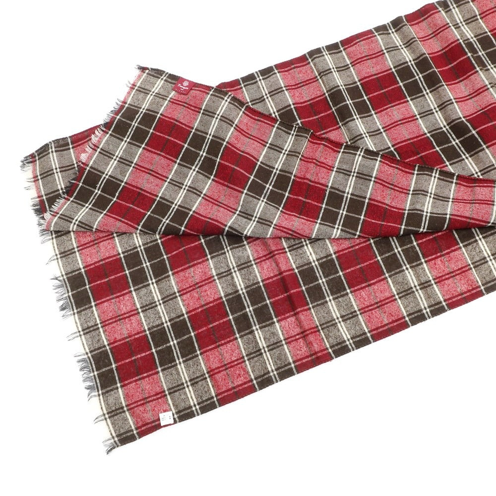 [Used] Fumagalli Silk Wool Check Scarf Brown x Red [Condition Rank A] [Men&