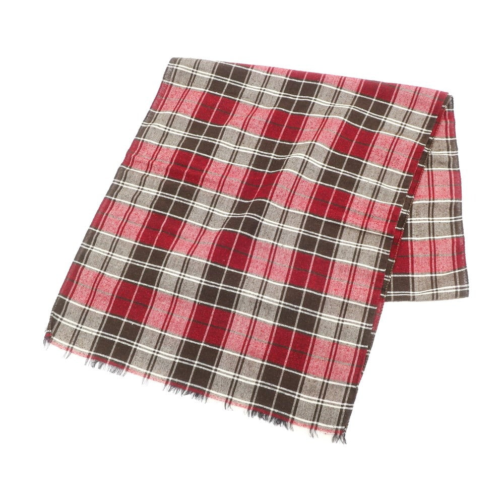 [Used] Fumagalli Silk Wool Check Scarf Brown x Red [Condition Rank A] [Men&