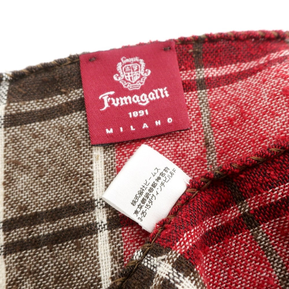 [Used] Fumagalli Silk Wool Check Scarf Brown x Red [Condition Rank A] [Men&