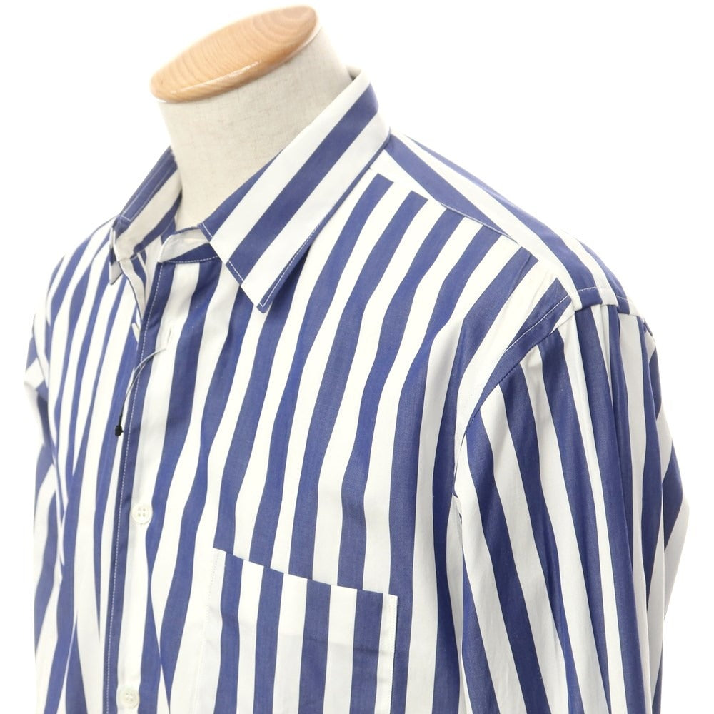 【中古】コムデギャルソンシャツ COMME des GARCONS SHIRT 2023年秋冬 切替 ストライプ シャツ ホワイトxネイビー【 S 】【 状態ランクA 】【 メンズ 】[EPD]
