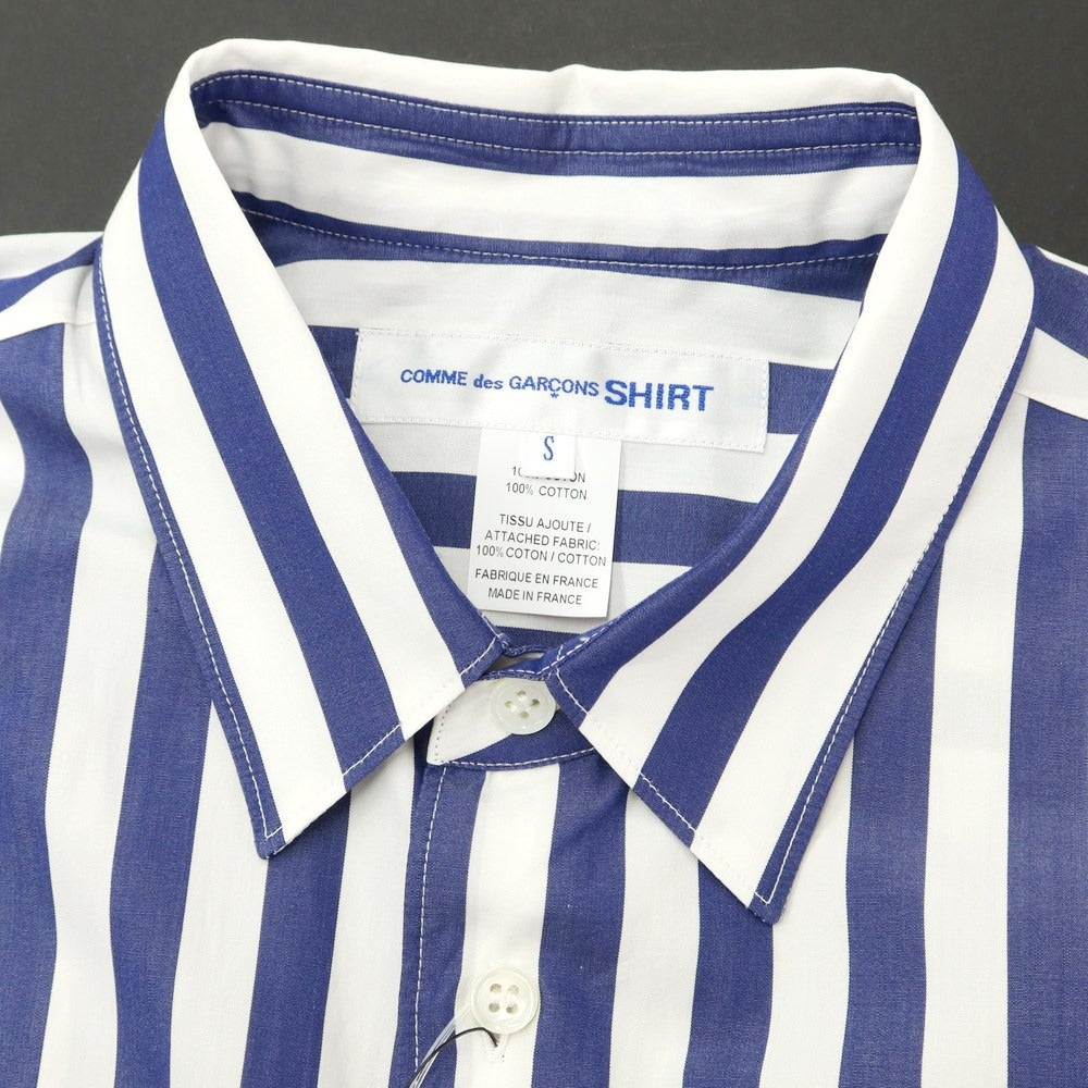 【中古】コムデギャルソンシャツ COMME des GARCONS SHIRT 2023年秋冬 切替 ストライプ シャツ ホワイトxネイビー【 S 】【 状態ランクA 】【 メンズ 】[EPD]