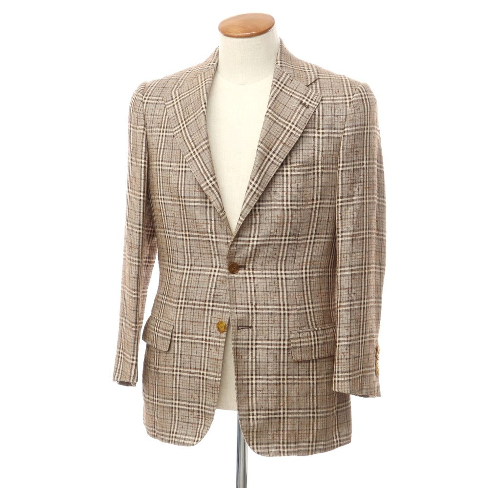 [Used] MP di MASSIMO PIOMBO Silk linen check 3B casual jacket brown [Size 46] [BRW] [S/S] [Condition rank B] ​​[Men&