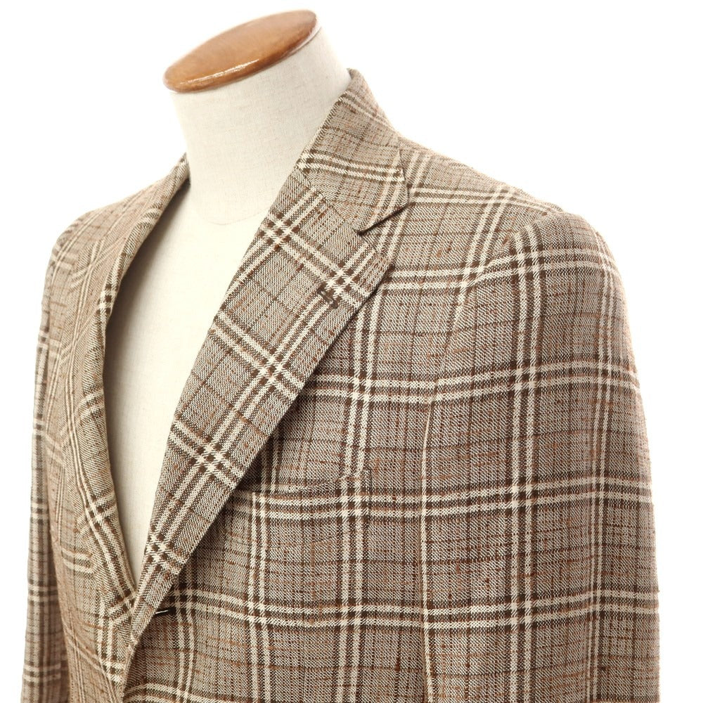 [Used] MP di MASSIMO PIOMBO Silk linen check 3B casual jacket brown [Size 46] [BRW] [S/S] [Condition rank B] ​​[Men&