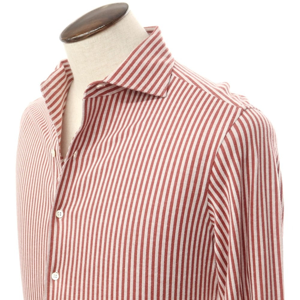 [Used] SHIPS Cotton Jersey Striped Casual Shirt Red x White [L] [Condition Rank C] [Men&