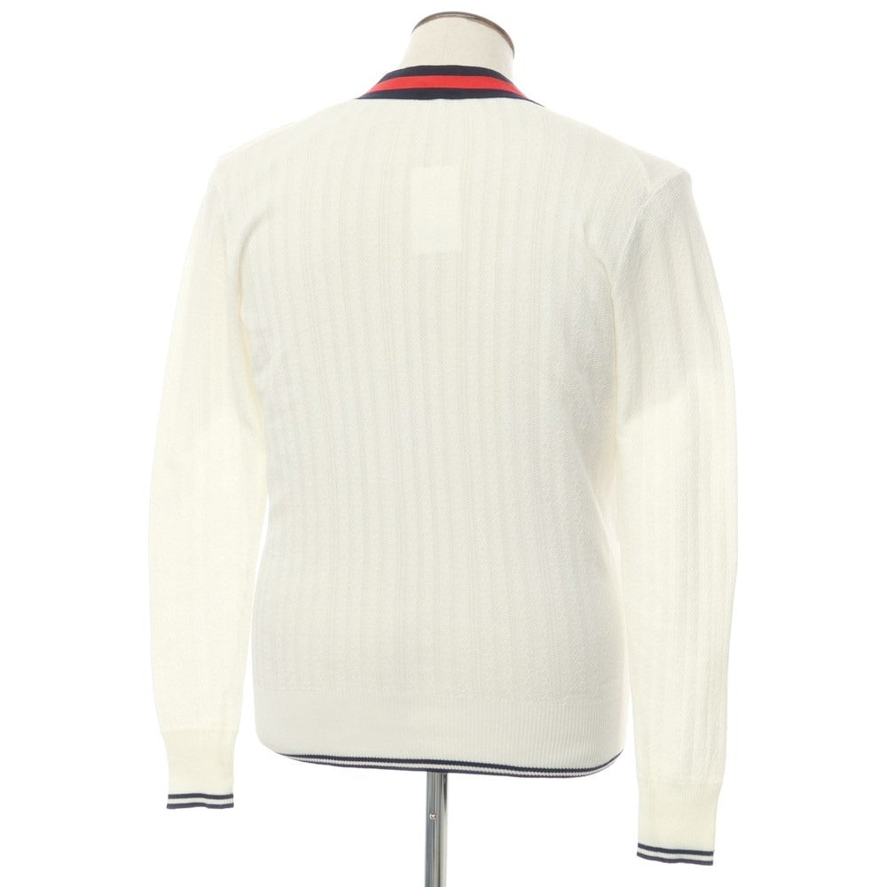 【中古】ルトロワ Letroyes コットン カーディガン ホワイトxネイビー【サイズ4】【WHT】【S/S】【状態ランクB】【メンズ】【759492】