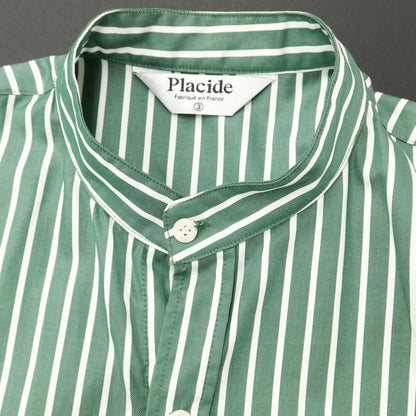 [Used] Placide Oversized Striped Band Collar Shirt Green x White [3] [Condition Rank A] [Men&