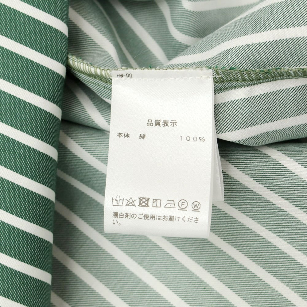 [Used] Placide Oversized Striped Band Collar Shirt Green x White [3] [Condition Rank A] [Men&