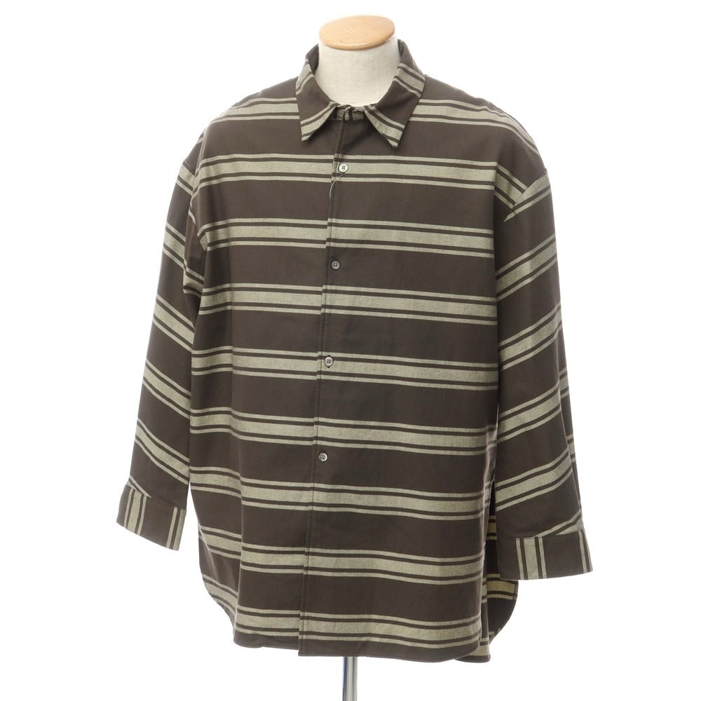 [Used] Shinya Kozuka SHINYA KOZUKA Oversized Striped Shirt Khaki x Off-White [SMALL] [Condition Rank B] [Men&