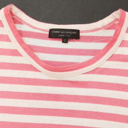 [Used] COMME des GARCONS HOMME PLUS 2020 Spring/Summer Cotton Striped Long Sleeve T-Shirt Pink x White [L] [Condition Rank C] [Men&