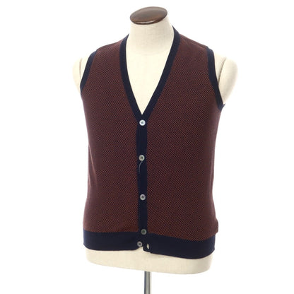 [Used] ZANONE Cotton Knit Vest Cardigan Navy x Orange [48] [Condition Rank B] ​​[Men&