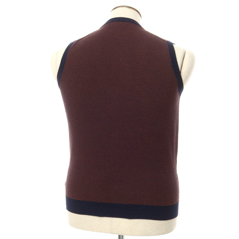 [Used] ZANONE Cotton Knit Vest Cardigan Navy x Orange [48] [Condition Rank B] ​​[Men&