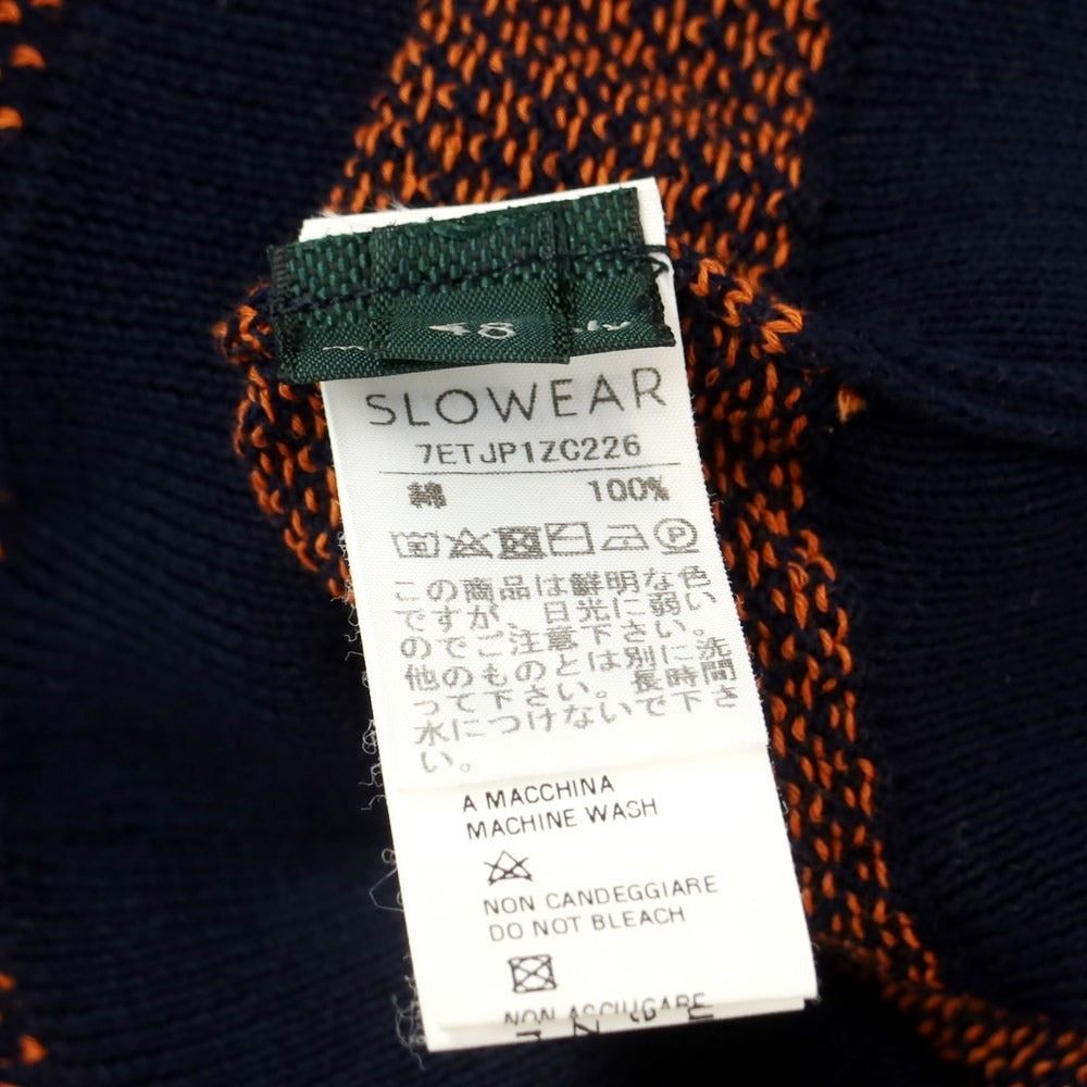 [Used] ZANONE Cotton Knit Vest Cardigan Navy x Orange [48] [Condition Rank B] ​​[Men&