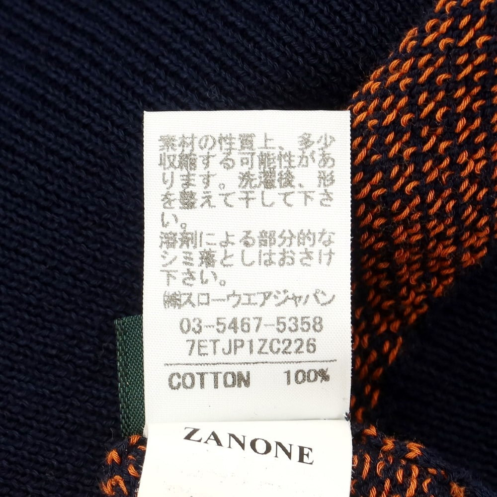 [Used] ZANONE Cotton Knit Vest Cardigan Navy x Orange [48] [Condition Rank B] ​​[Men&